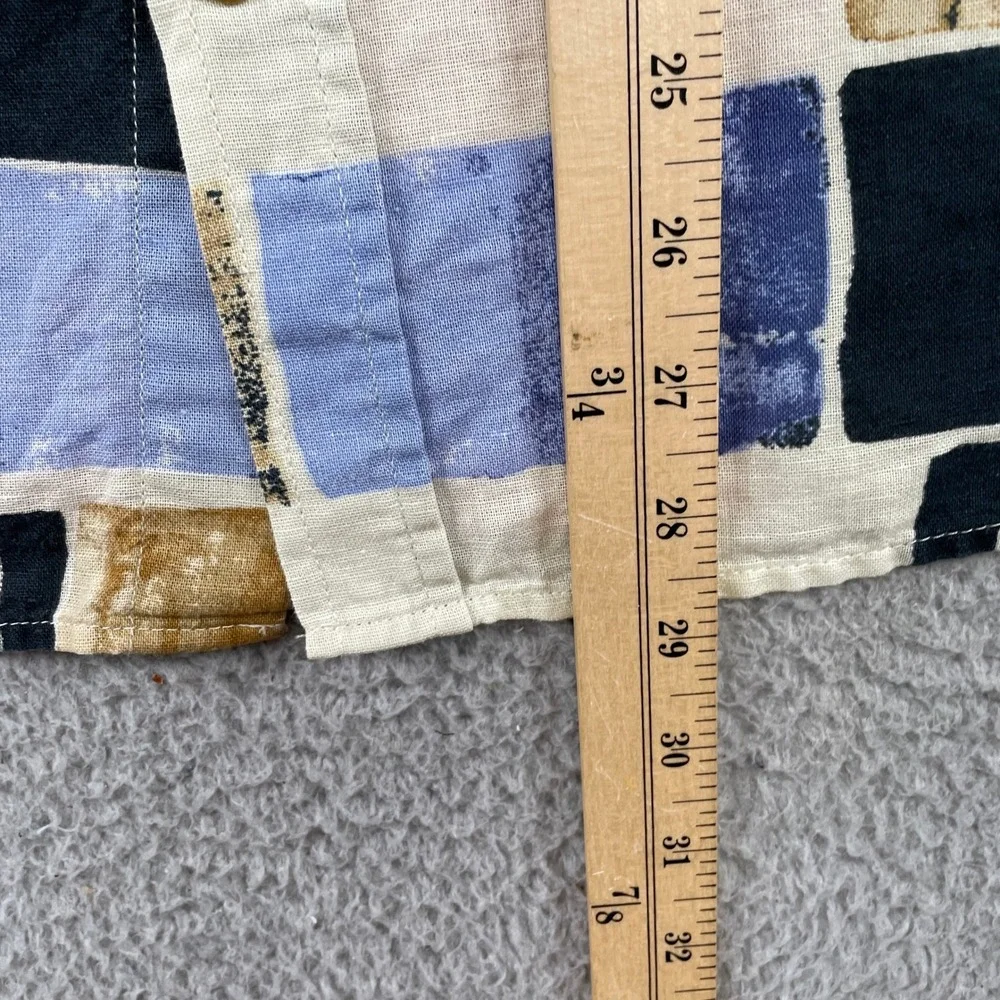 Banana Republic Shirt Mens Medium Multi Color Linen Blend Slim Abstract Print